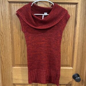 Bongo Red Cowlneck Sweater Tunic Sleeveless Knit Top Y2K NWT Medium